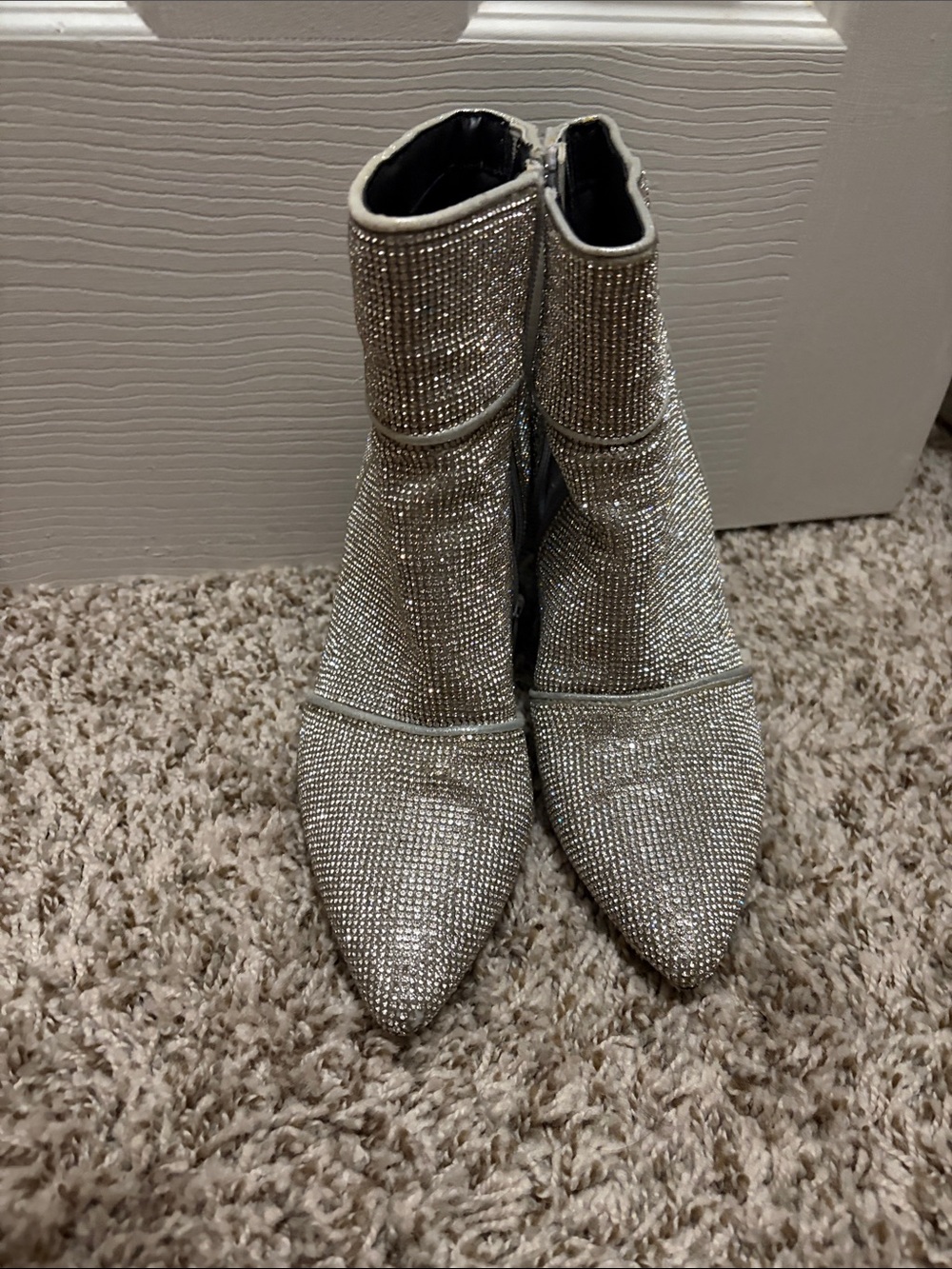 Target Silver Crystal Embellished Pointed Ankle Booties